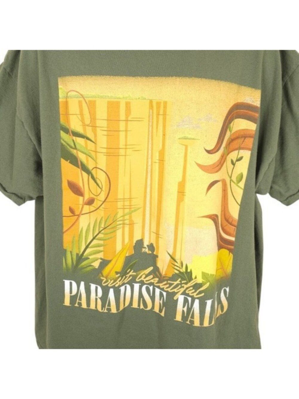 Up Pixar T Shirt Mens Size 2XL Green Visit Beautiful Paradise Falls Disney